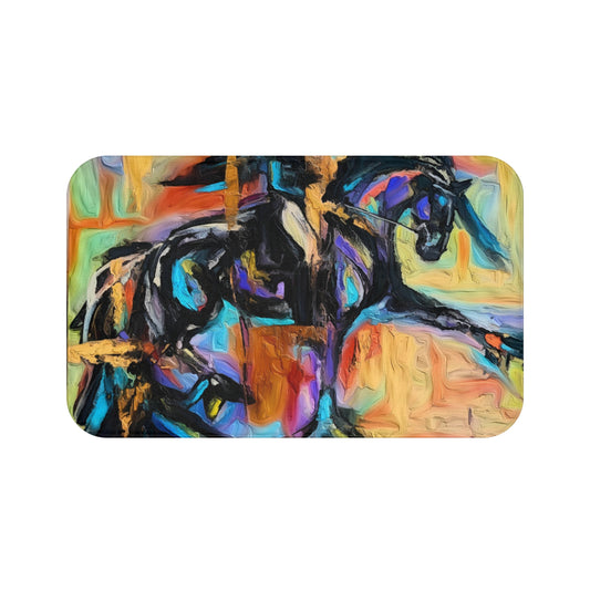 Black Friesian Horse Bath Mat Equestrian Home Decor