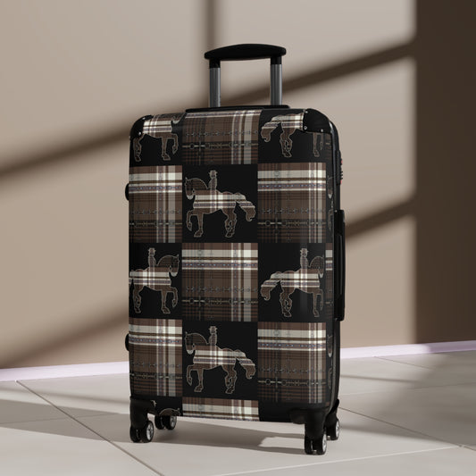 Equestrian Snaffle Bit Plaid and Reins Cabin Suitcase