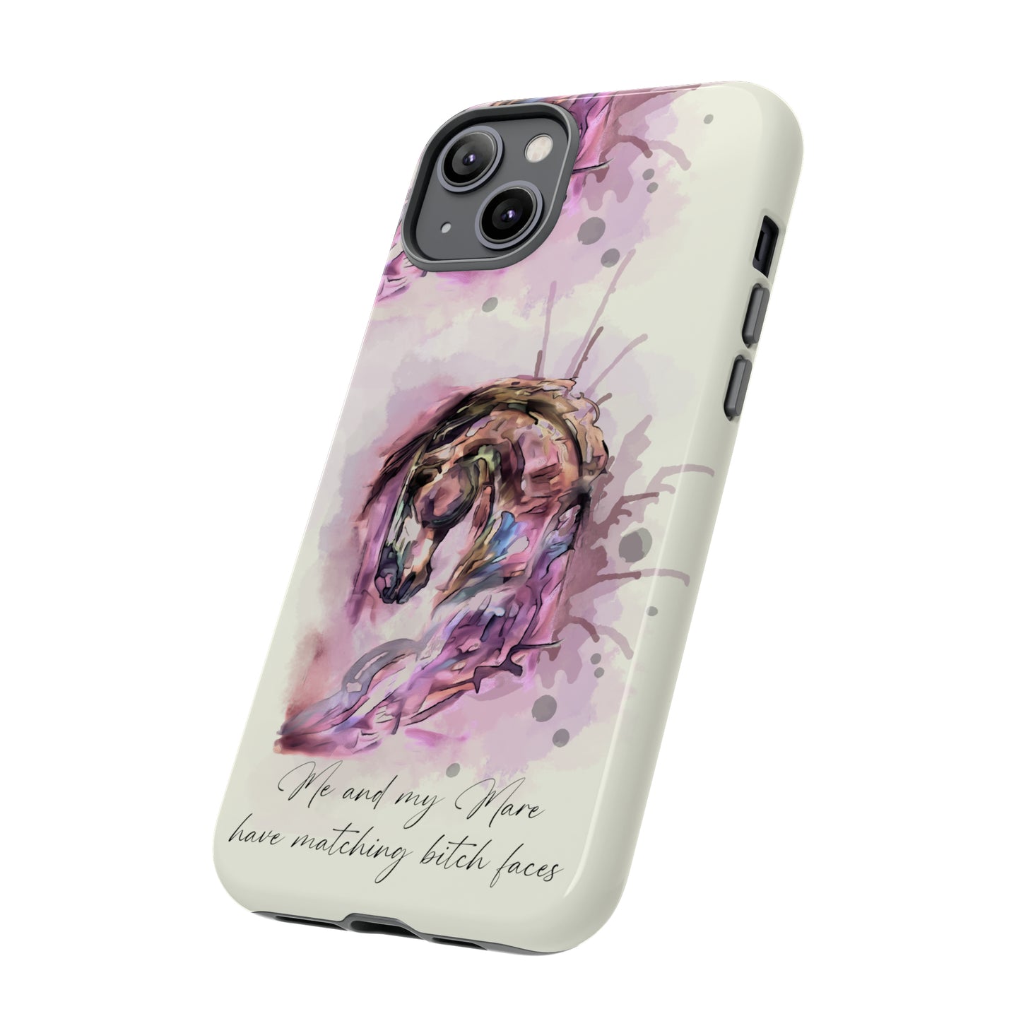 Swearing Mare Watercolor Horse .Horse Lover Gift Study Tough Case Phone Case.