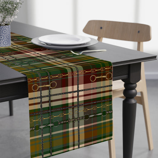 Christmas Red Plaid and Bit Motif Table Runner. incoorporate the best of both worlds-Bit Design artwork plus traditional Plaid