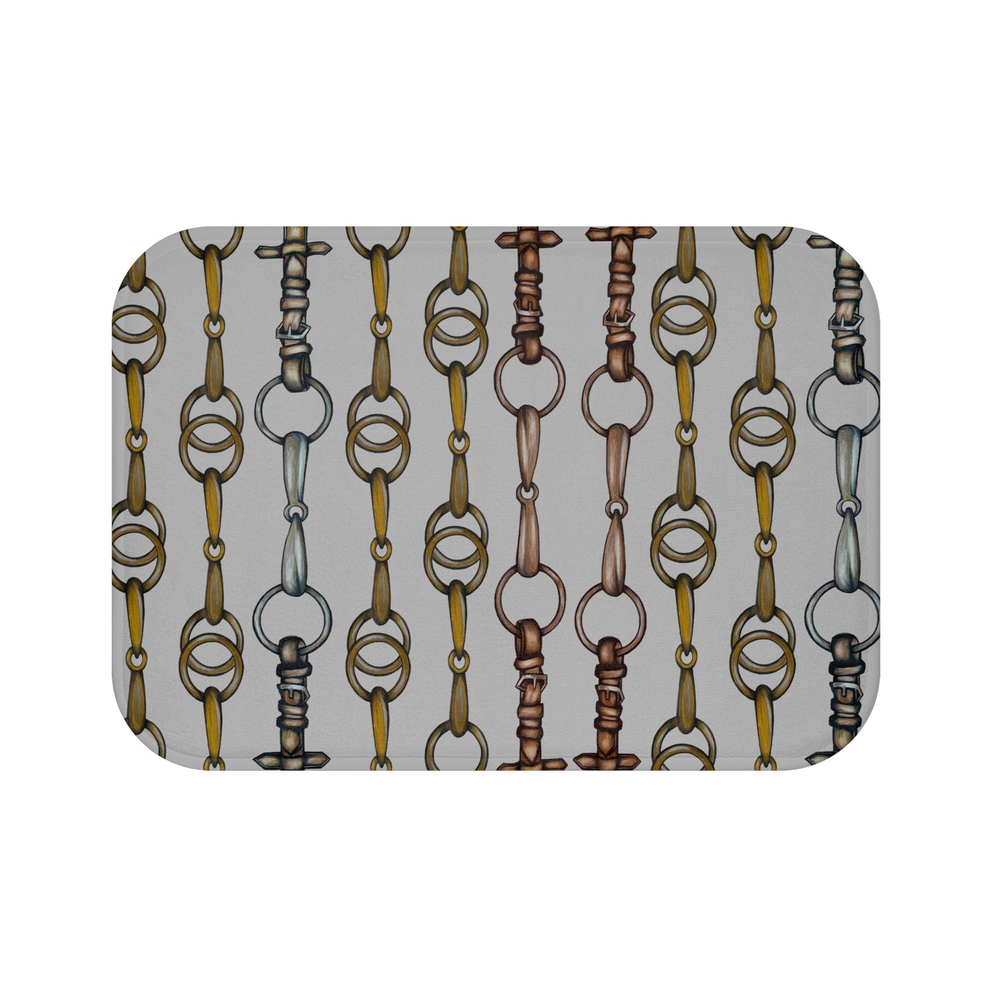 Equestrian Snaffle Bit and Reins Gray Bath Mat