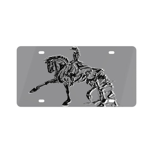 Customizable gray Equestrian Style License Plate