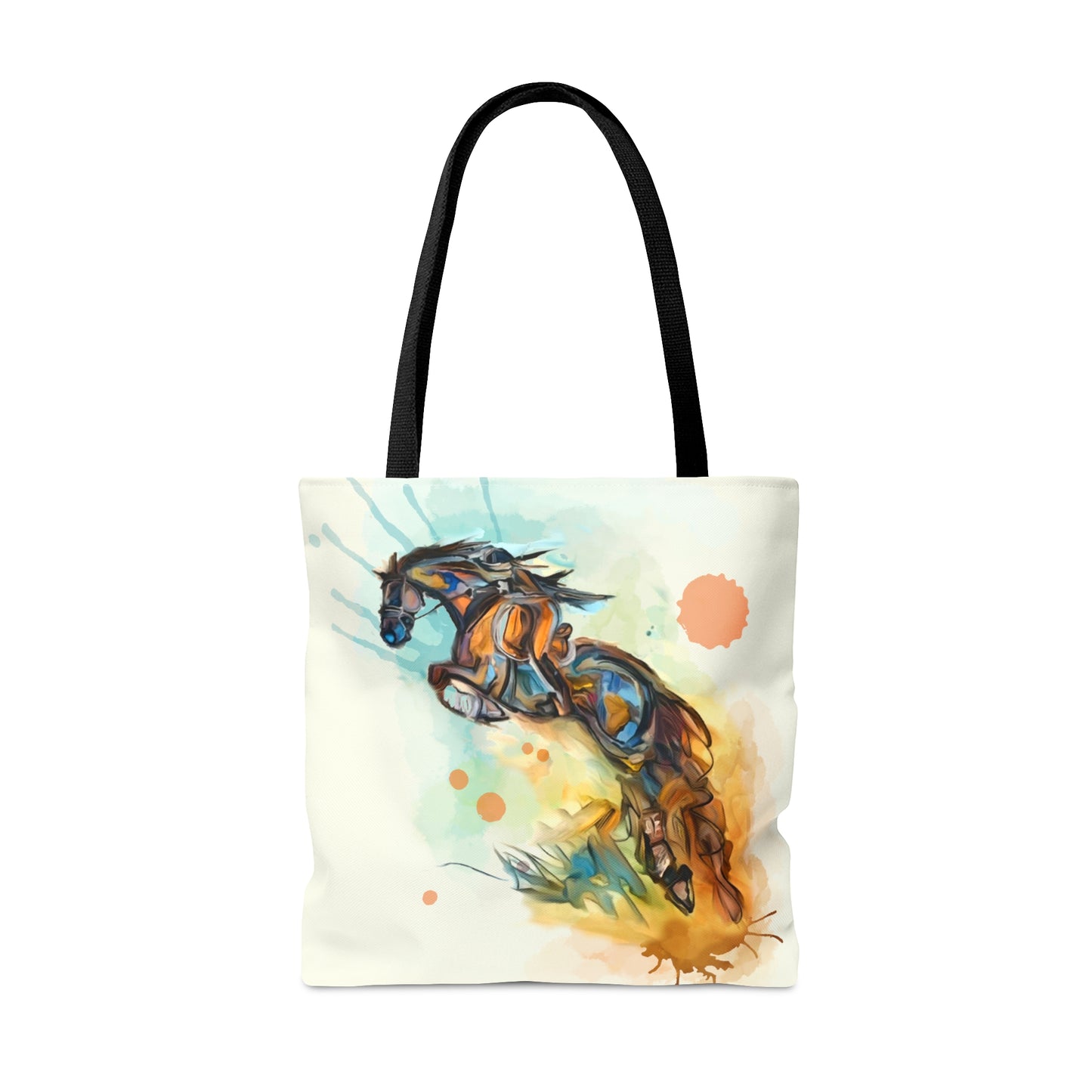 Jumping Horse Watercolor Horse Artistic Tote Bag (AOP)