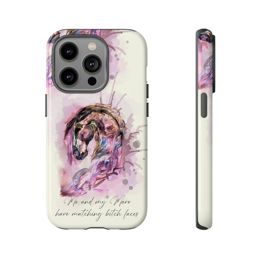 Swearing Mare Watercolor Horse .Horse Lover Gift Study Tough Case Phone Case.