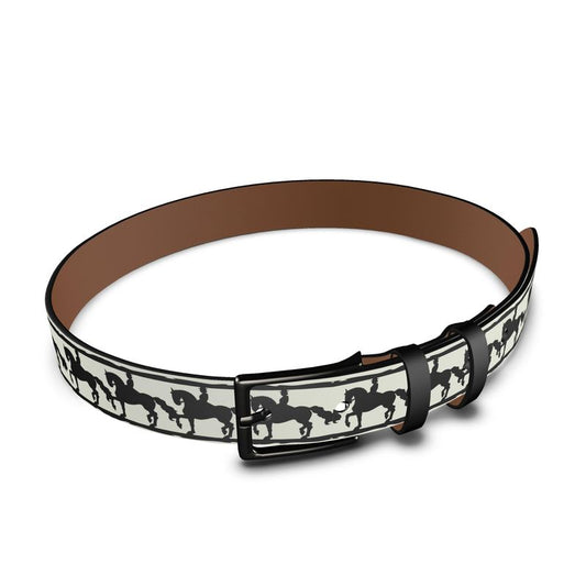 Ivory and Black Dressage Leather Belt