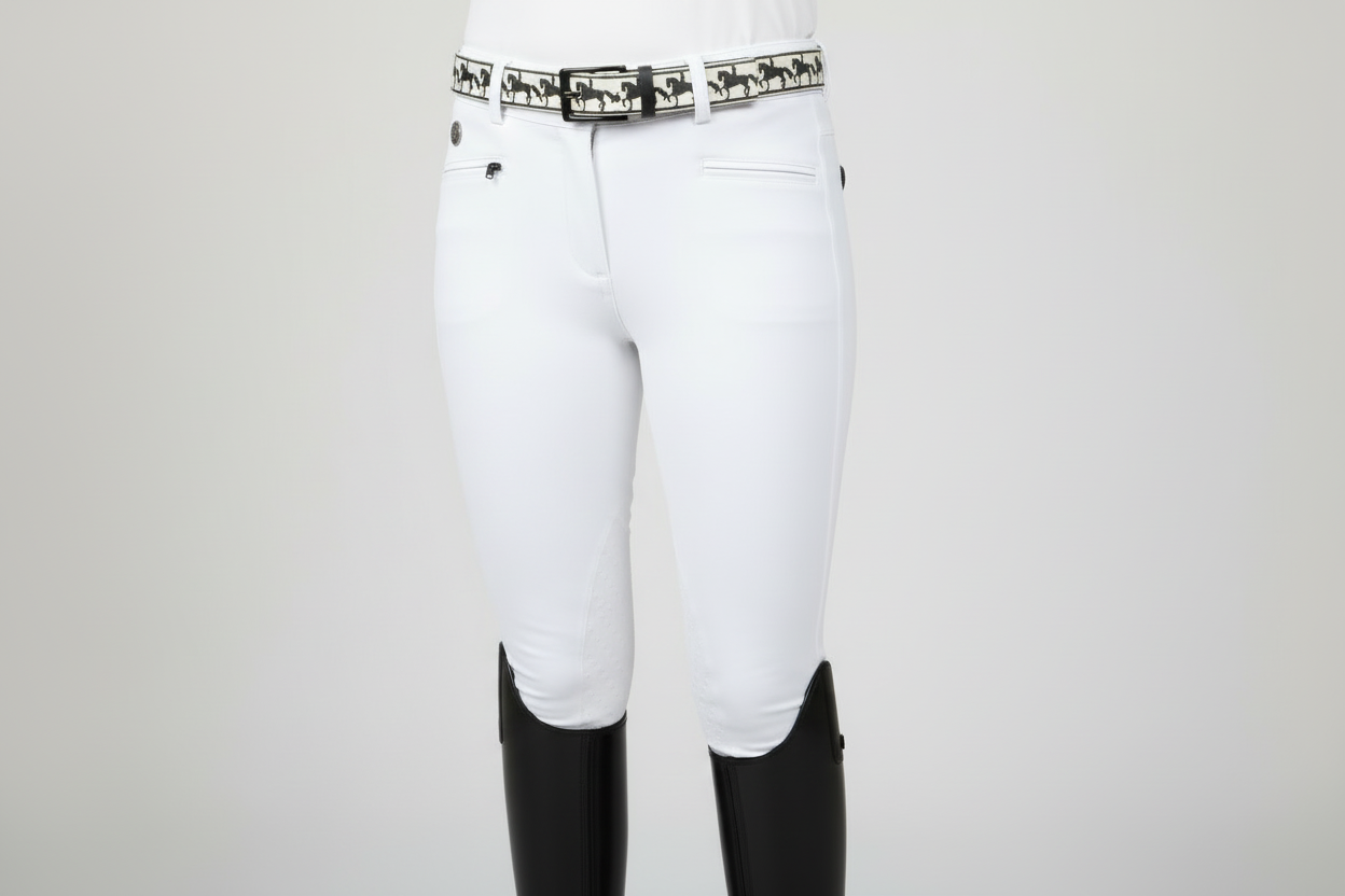 Ivory and Black Dressage Leather Belt