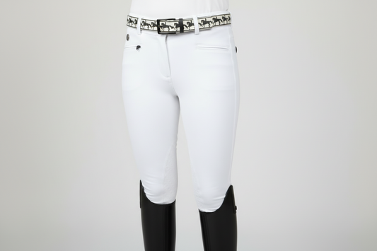 Ivory and Black Dressage Leather Belt