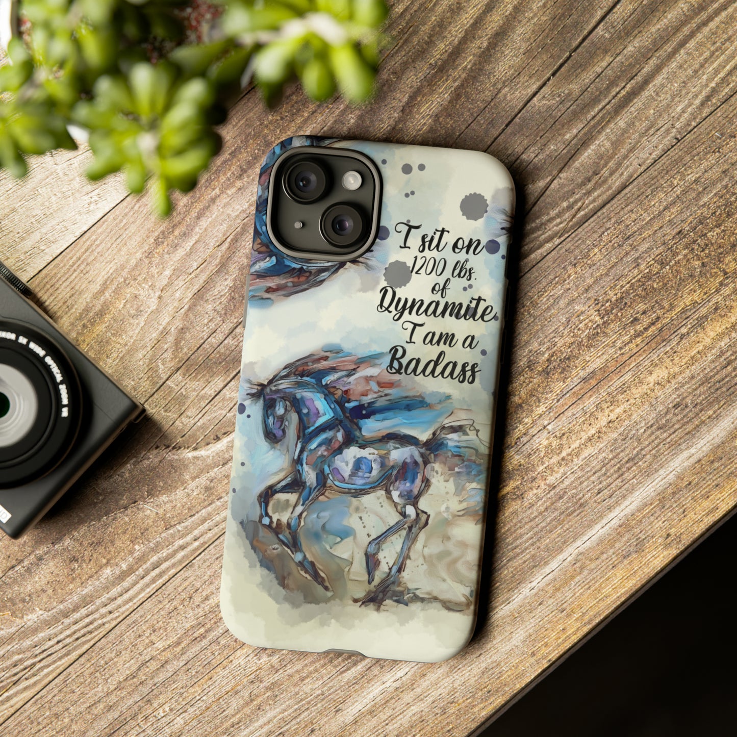 Swearing Equestrian Art .Watercolor Horse Horse Lover Gift Study Tough Case Phone Case.