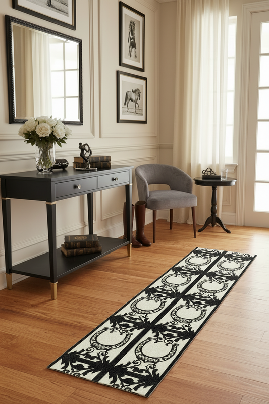 Elegant Horse Shoe Motif Runner 6x2ft