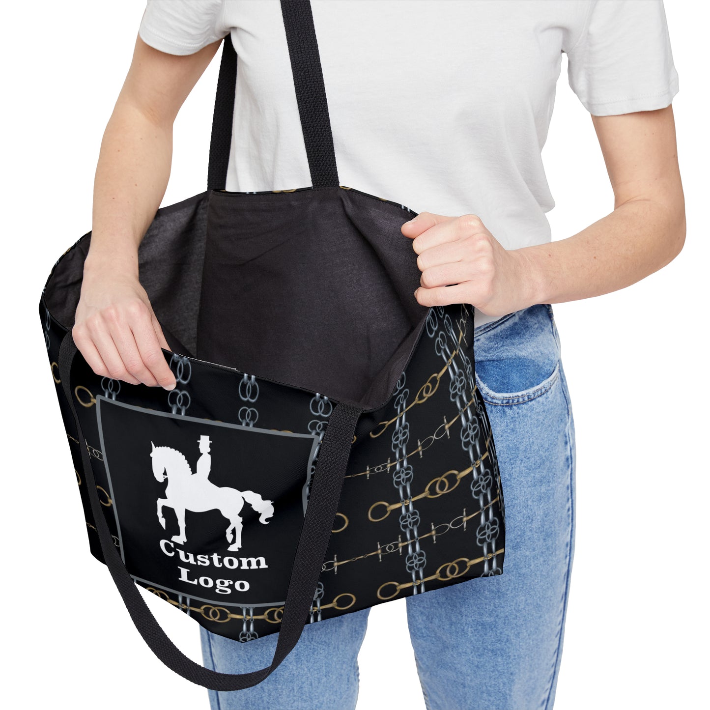 Customizable Patterned Black Weekender Tote Bag