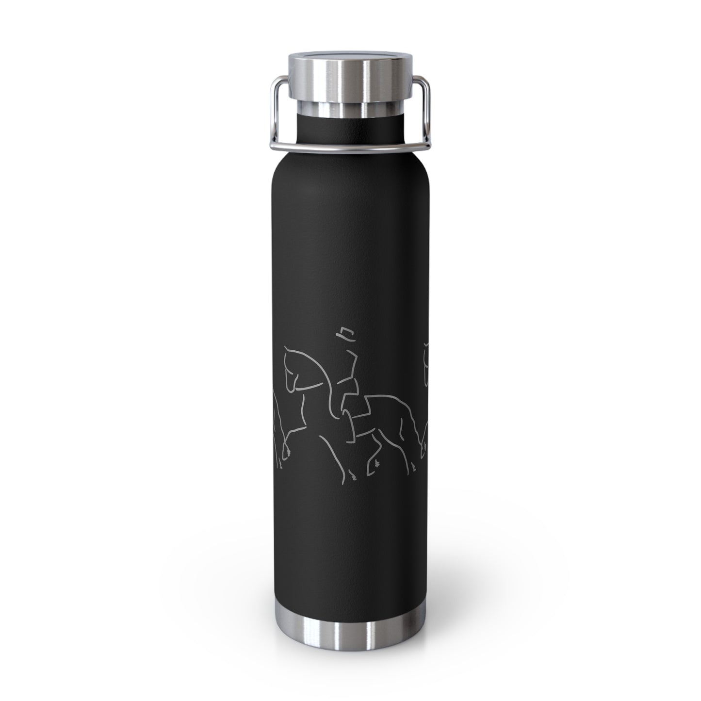 Jenny Veenstra Dressage Gray White Black Copper Vacuum Insulated Bottle, 22oz