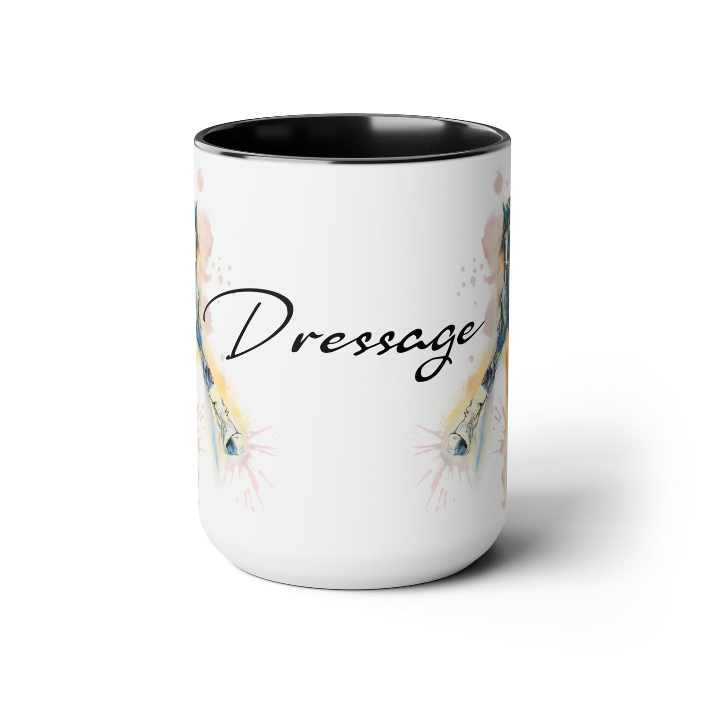 Dressage Dressage Water color art . Horse Lover Gift -Two-Tone Coffee Mugs, 15oz