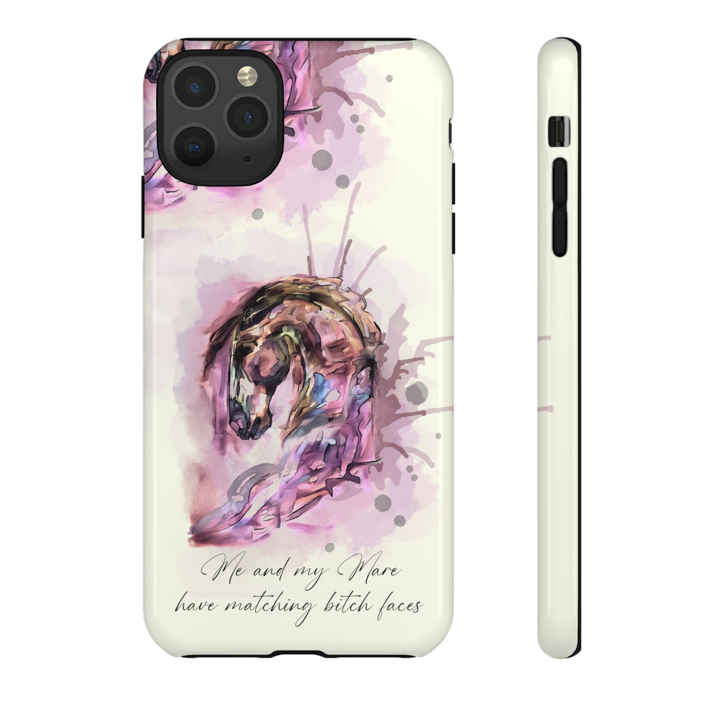 Swearing Mare Watercolor Horse .Horse Lover Gift Study Tough Case Phone Case.