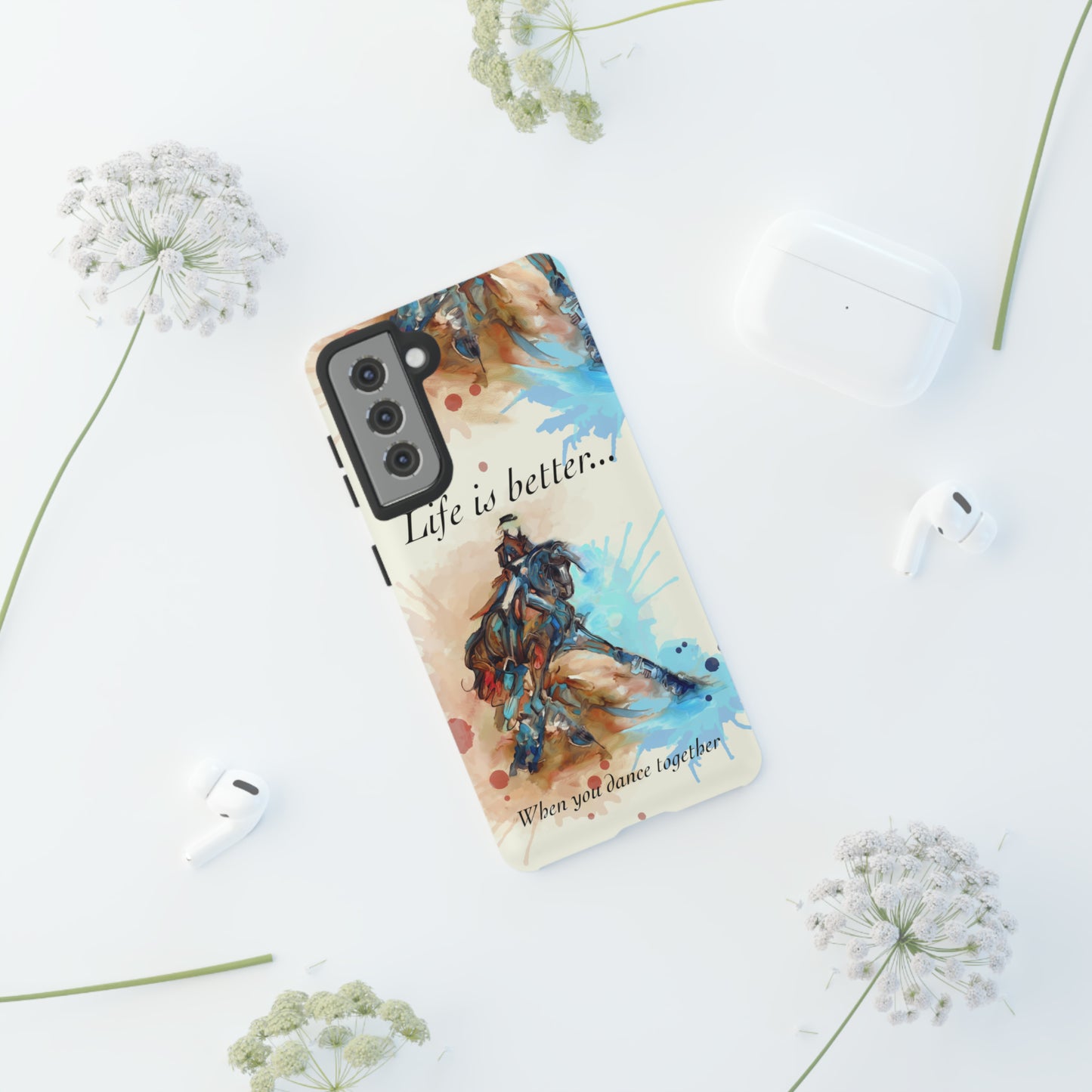 A Dressage Half Pass Artwork Watercolor Horse .Horse Lover Gift Study Tough Case Phone Case.