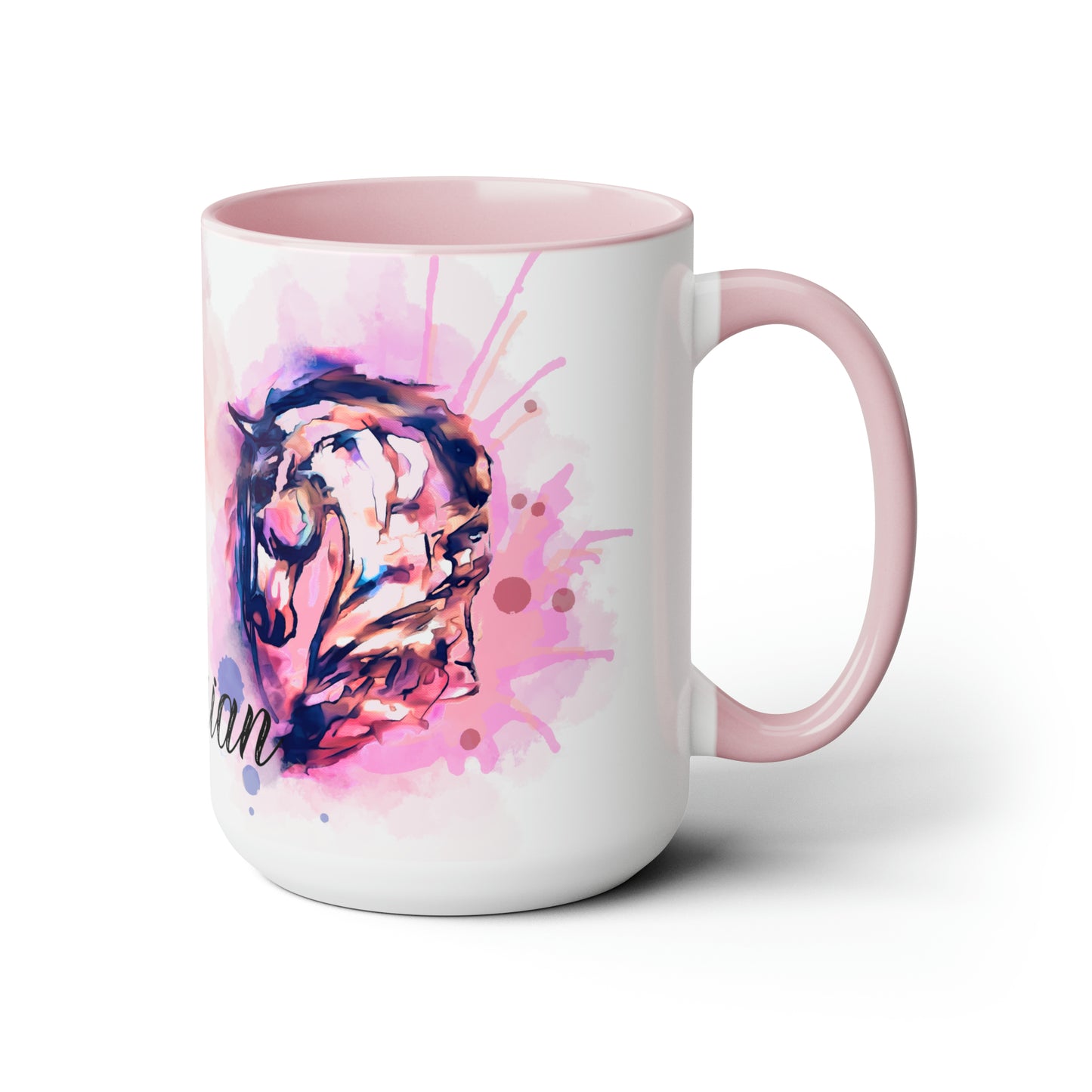 Swearing Raunchy Dressage Horse Half Pass Horse Watercolor  art. Horse Lover Gift -Two-Tone Coffee Mug 15oz