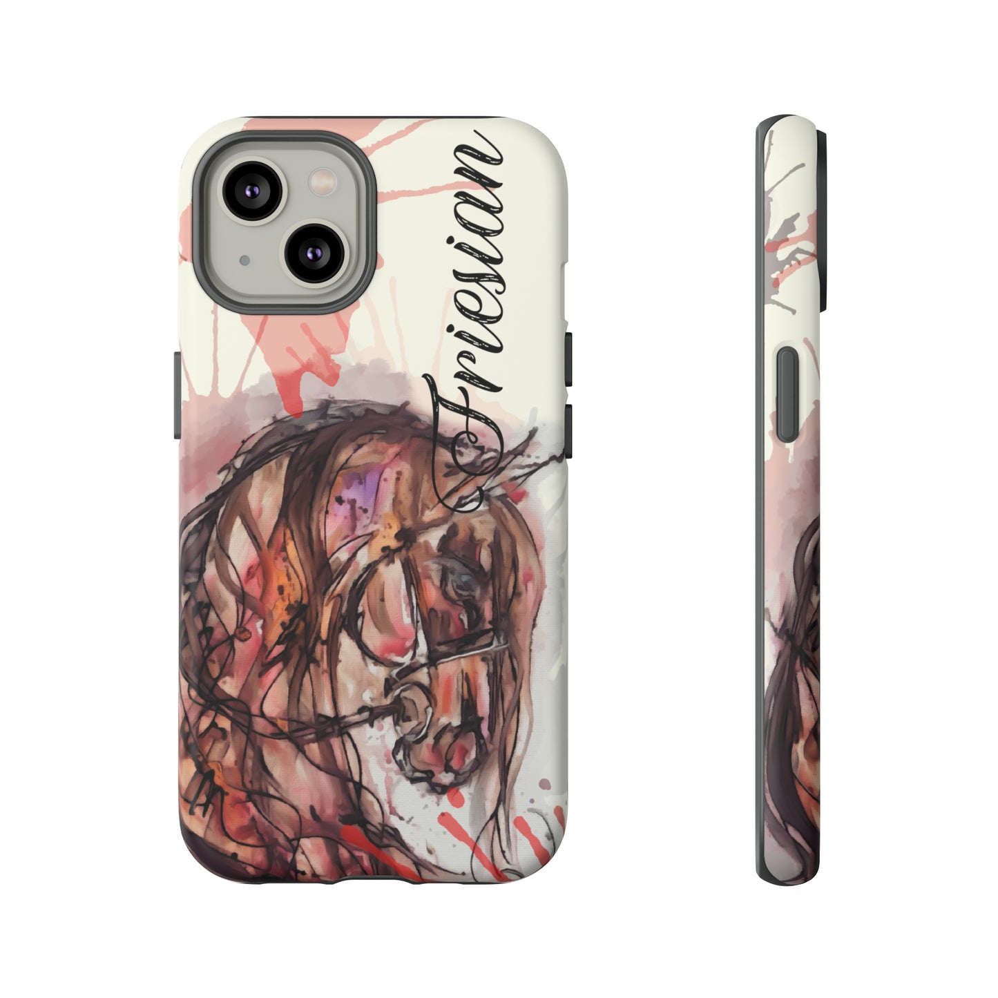 Friesian Watercolor  Flower crown Horse Horse Lover Gift Study Tough Case Phone Case.