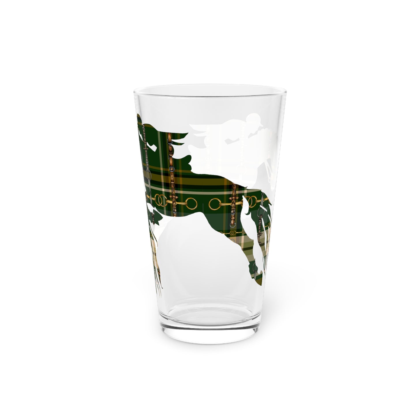 JUMPING HORSE PLAID Pint Glass, 16oz