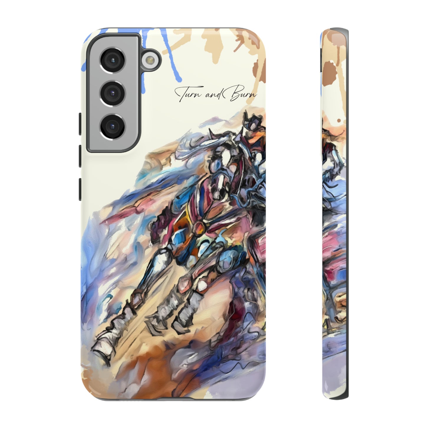 Barrel Racer Art Turn and Burn Watercolor Horse Horse Lover Gift Study Tough Case Phone Case.