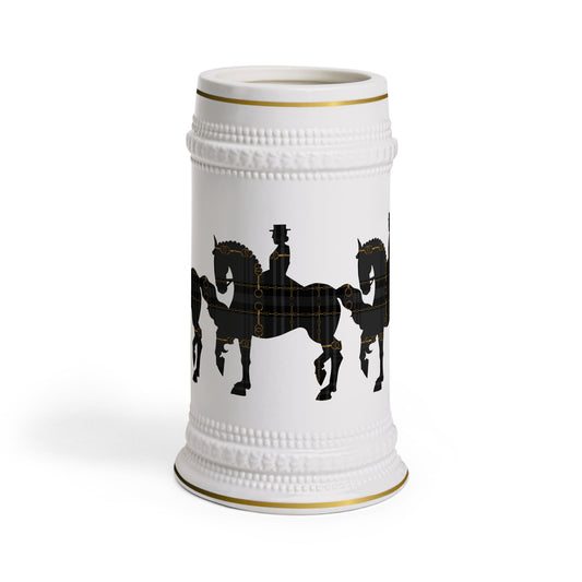 Dressage Horse Piaffe Plaid Design Stein Mug trademark pending