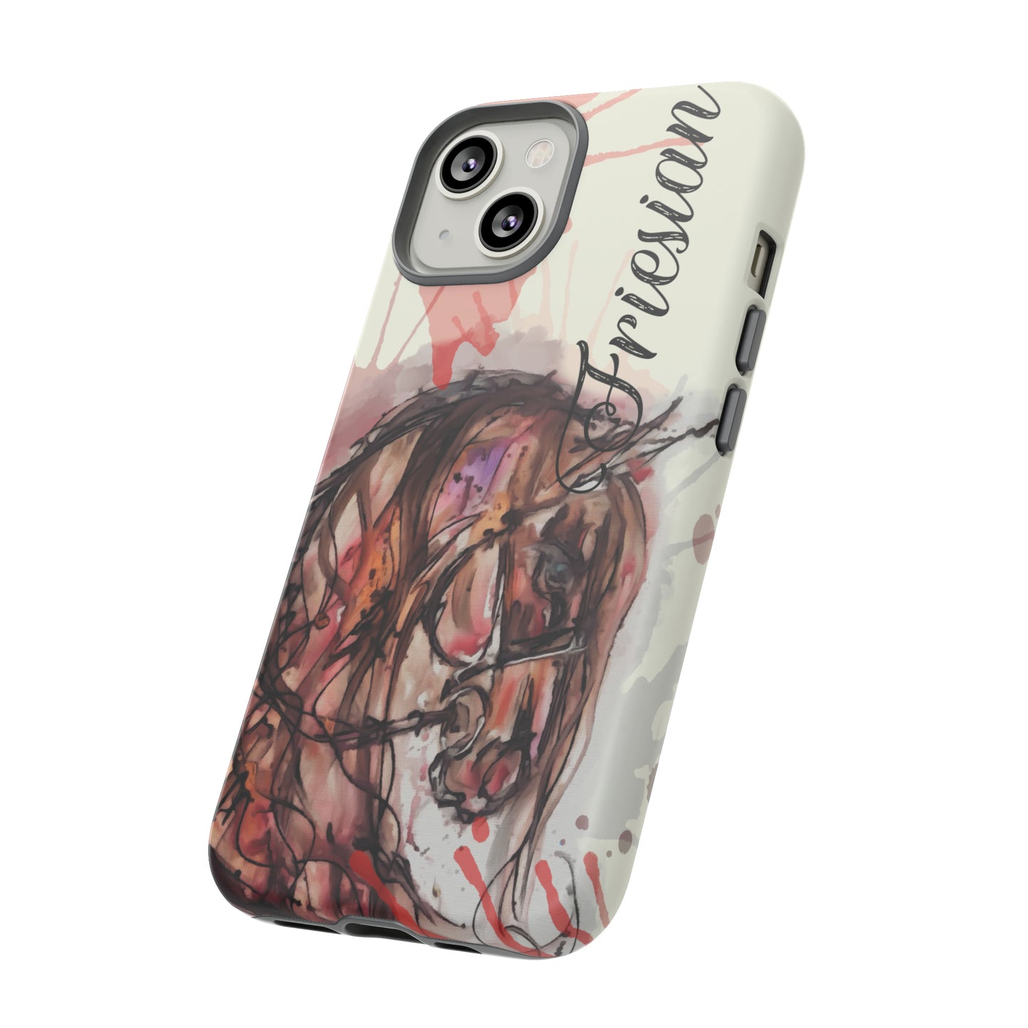 Friesian Watercolor  Flower crown Horse Horse Lover Gift Study Tough Case Phone Case.