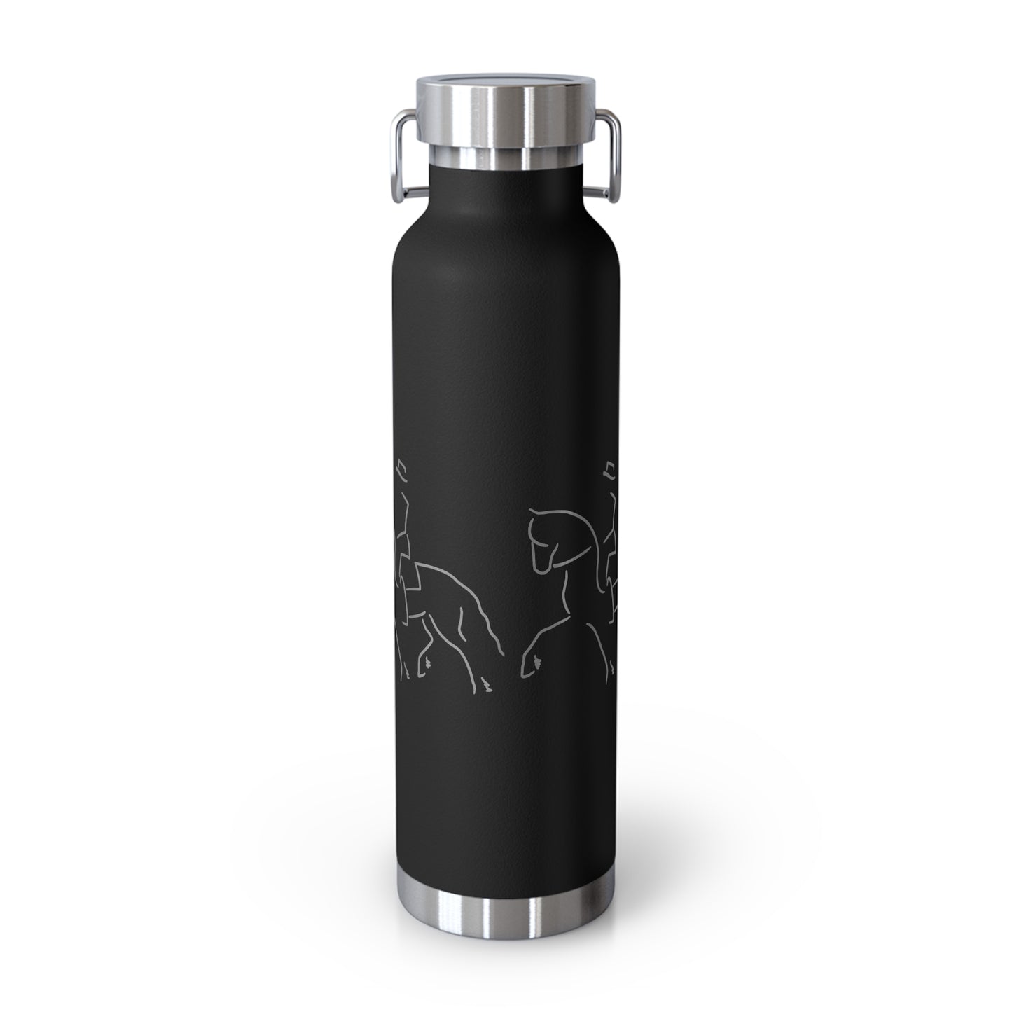 Jenny Veenstra Dressage Gray White Black Copper Vacuum Insulated Bottle, 22oz