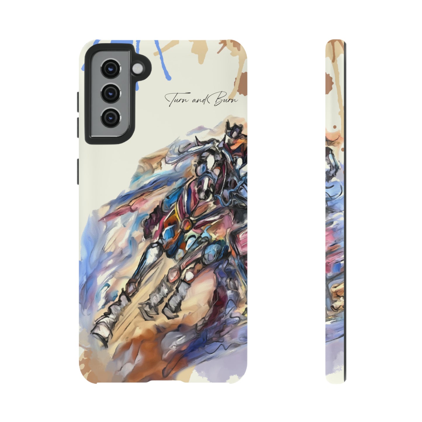 Barrel Racer Art Turn and Burn Watercolor Horse Horse Lover Gift Study Tough Case Phone Case.