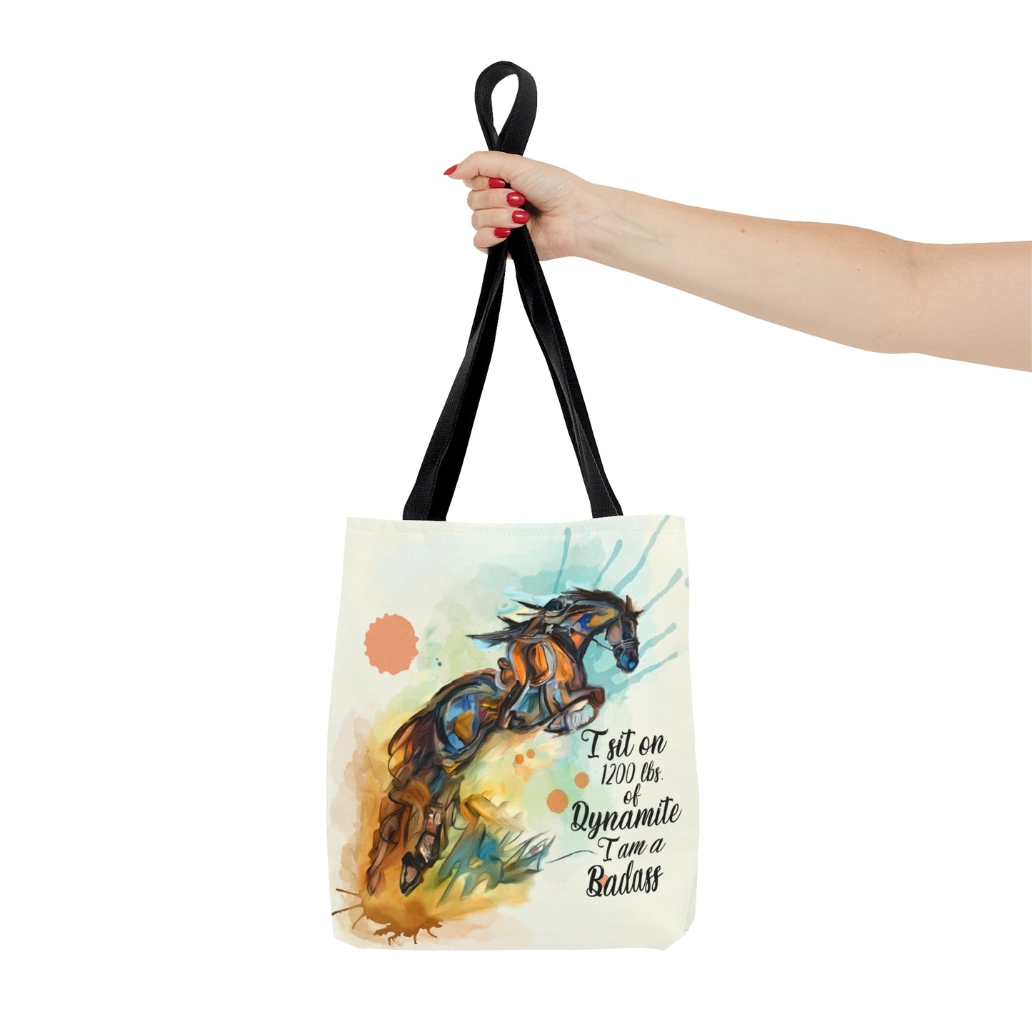 Jumping Horse Watercolor Horse Artistic Tote Bag (AOP)