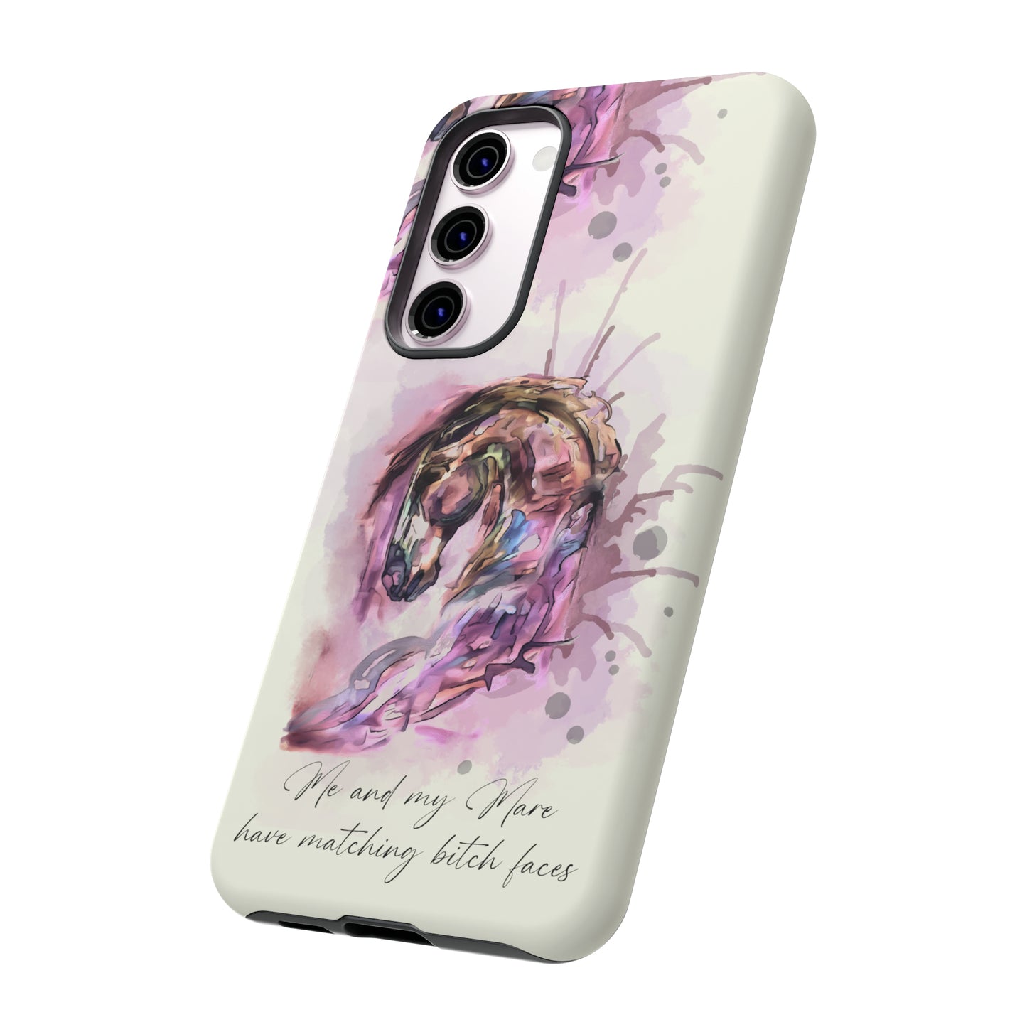 Swearing Mare Watercolor Horse .Horse Lover Gift Study Tough Case Phone Case.