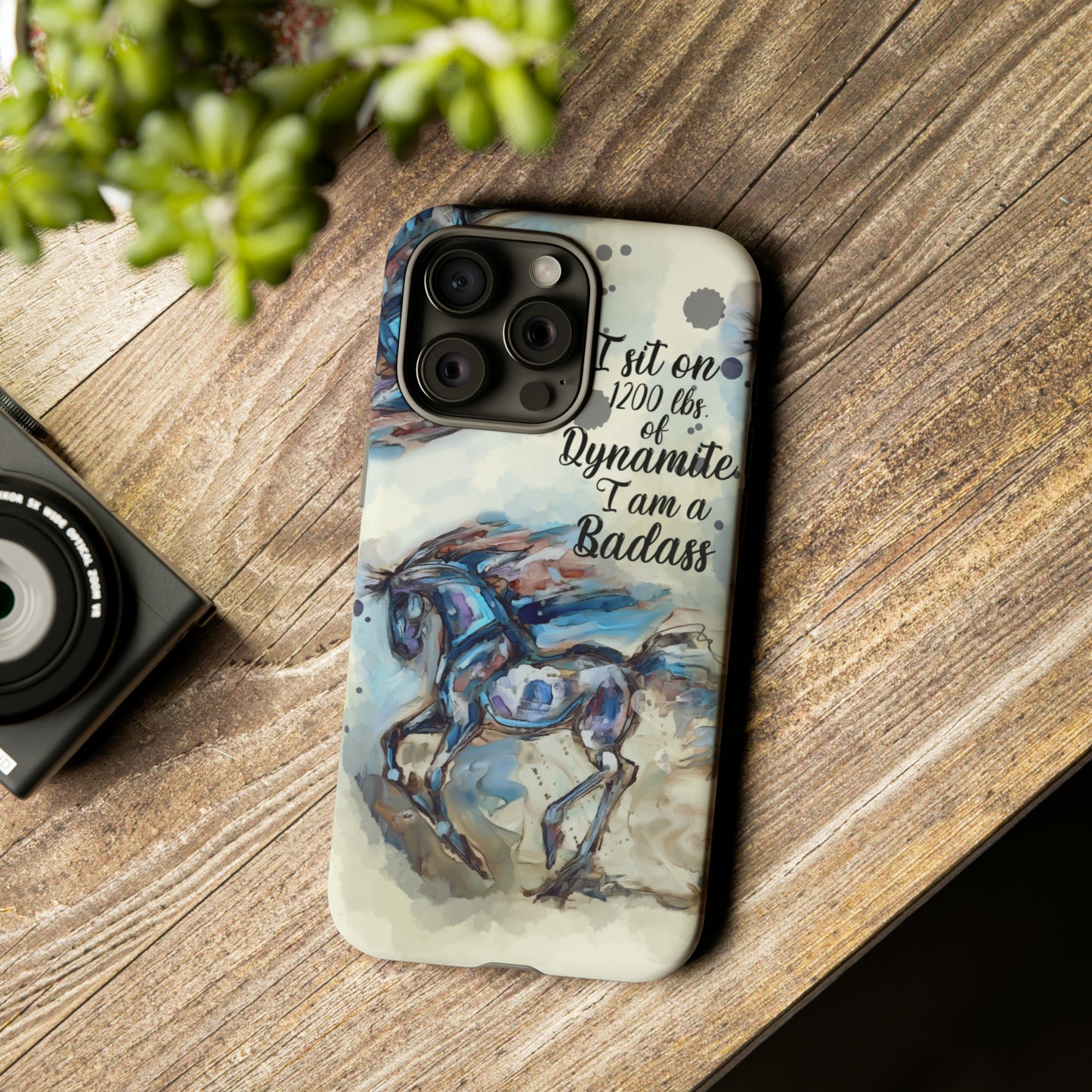 Swearing Equestrian Art .Watercolor Horse Horse Lover Gift Study Tough Case Phone Case.