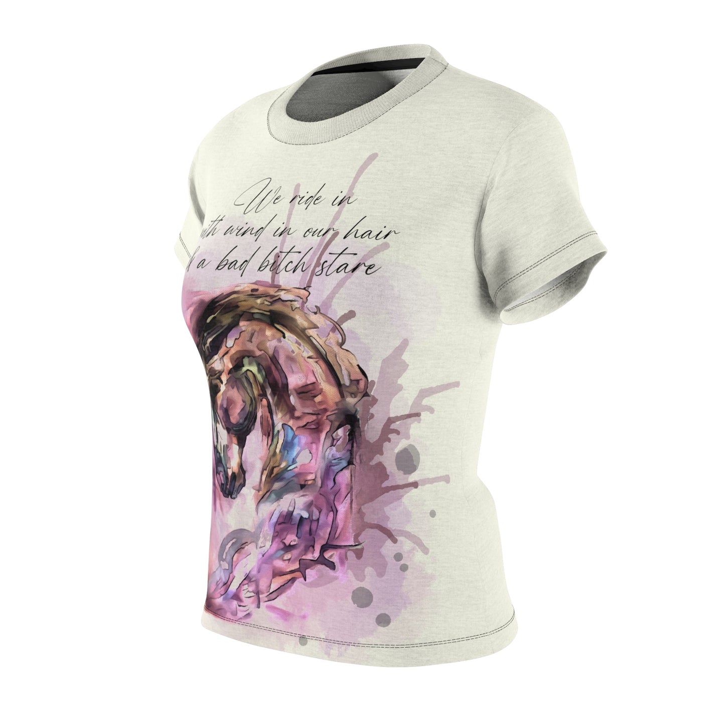 Swearing Mare Watercolor Horse Shirt  Women's Cut & Sew Tee (AOP)