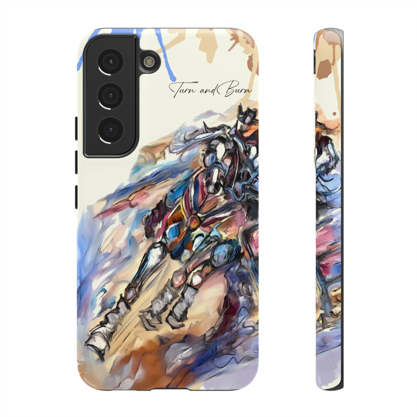 Barrel Racer Art Turn and Burn Watercolor Horse Horse Lover Gift Study Tough Case Phone Case.