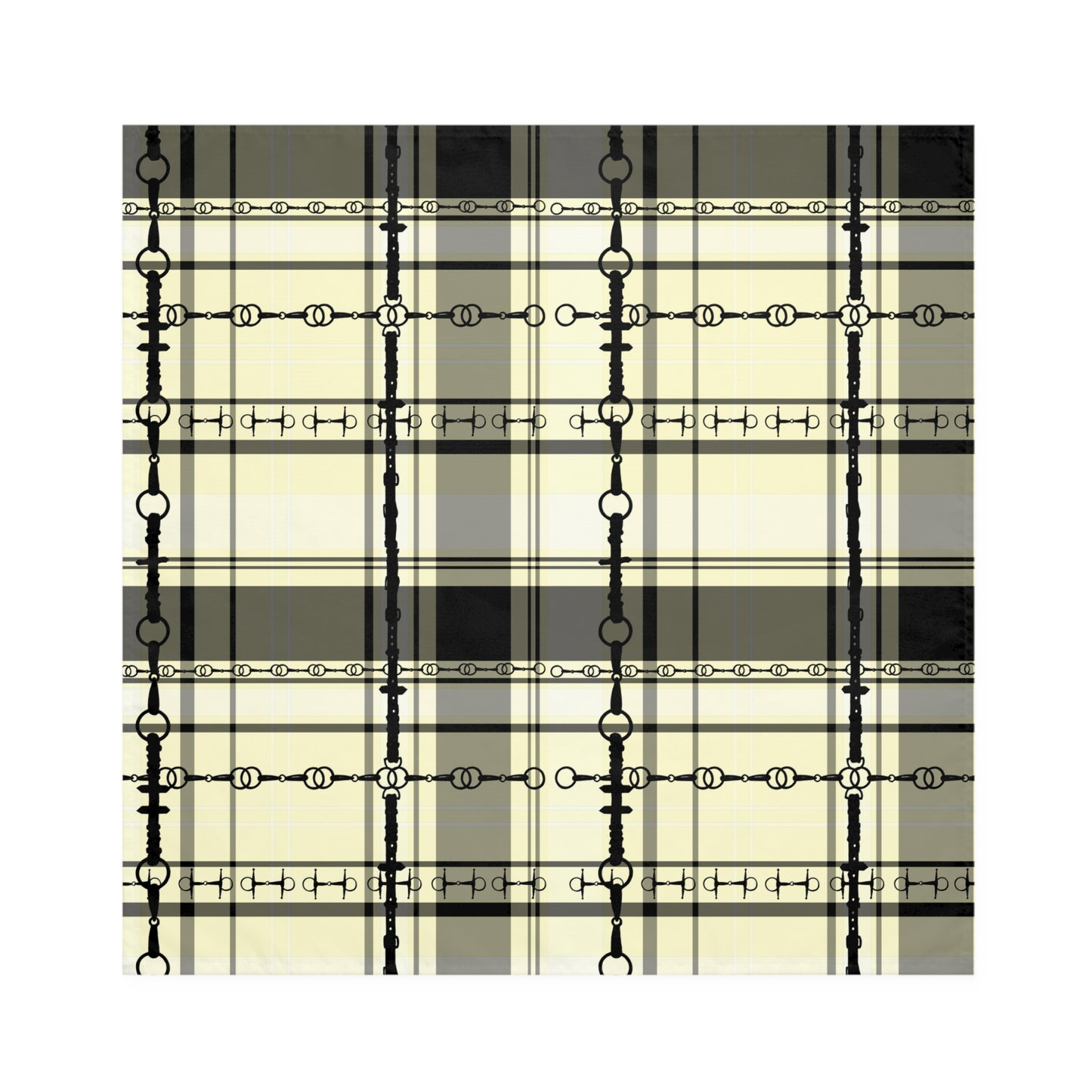 Equestrian Ivory black Dressage Plaid with Bits My Artwork  Napkins (Set of 4)