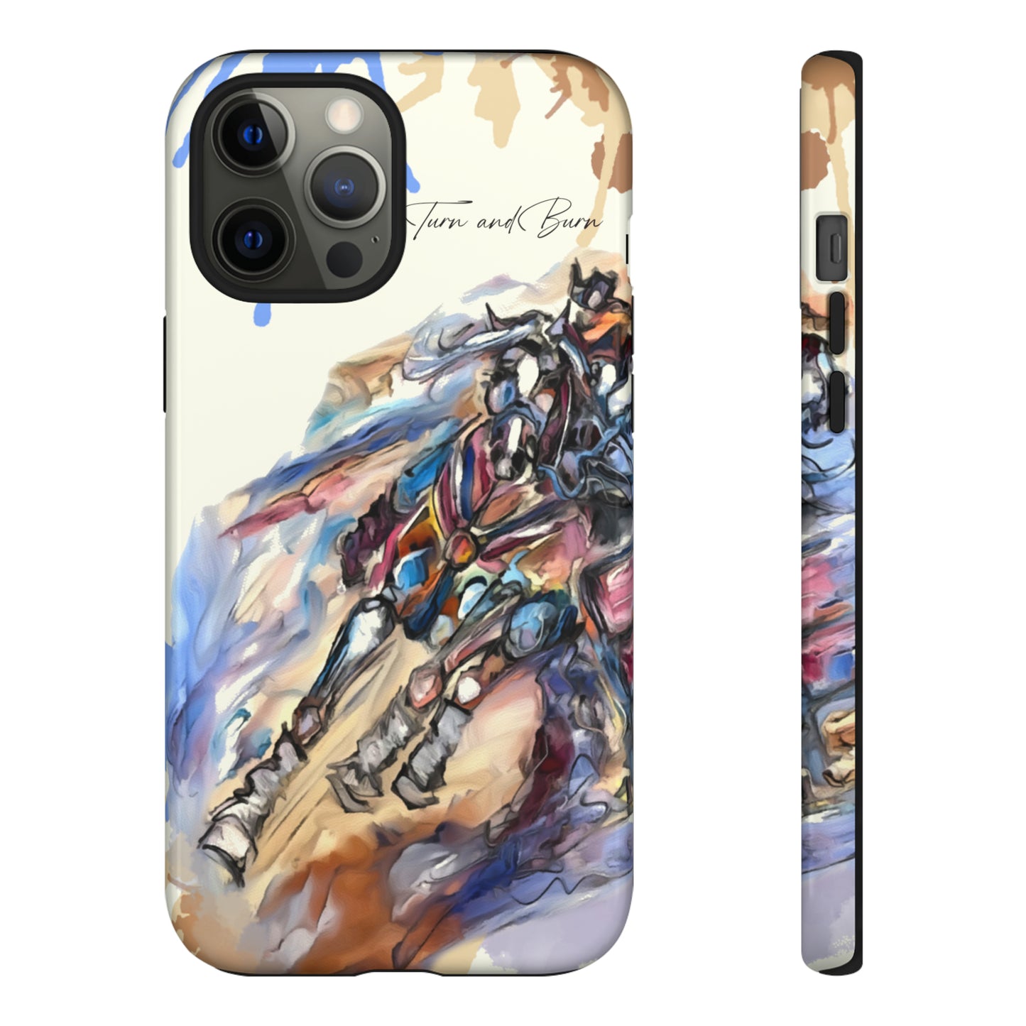 Barrel Racer Art Turn and Burn Watercolor Horse Horse Lover Gift Study Tough Case Phone Case.