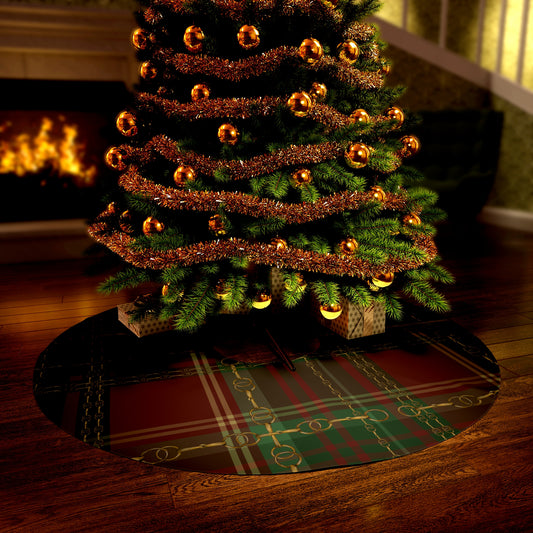 Red and Green Equestrian Plaid Round Tree Skirt