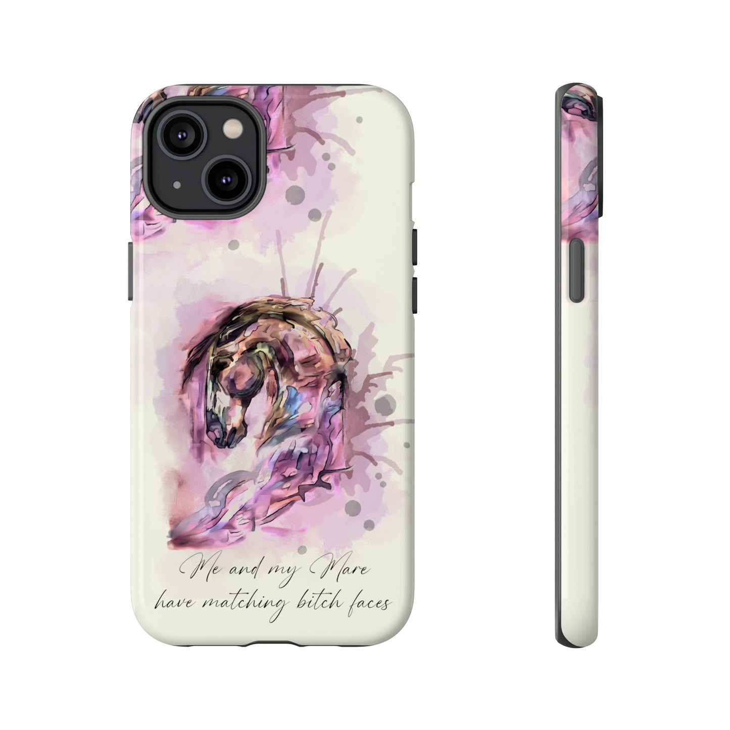 Swearing Mare Watercolor Horse .Horse Lover Gift Study Tough Case Phone Case.