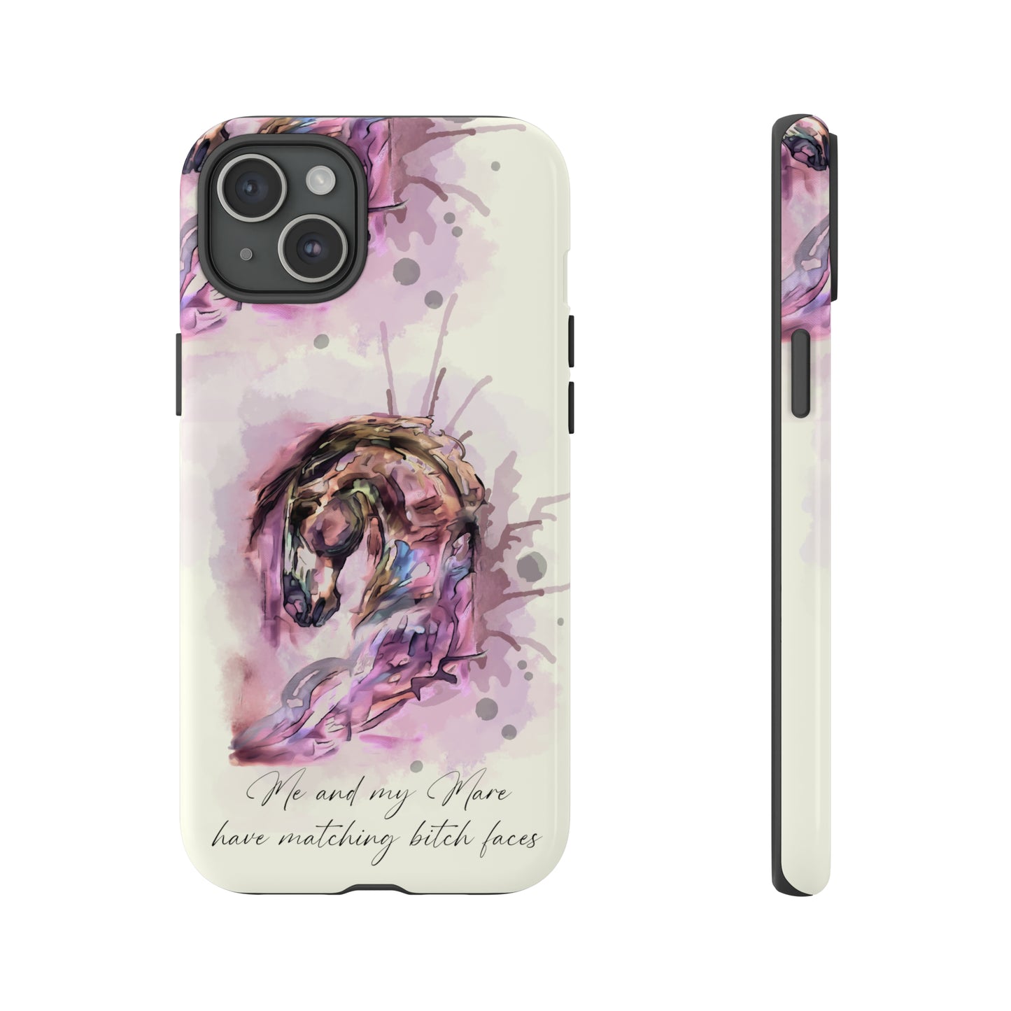 Swearing Mare Watercolor Horse .Horse Lover Gift Study Tough Case Phone Case.