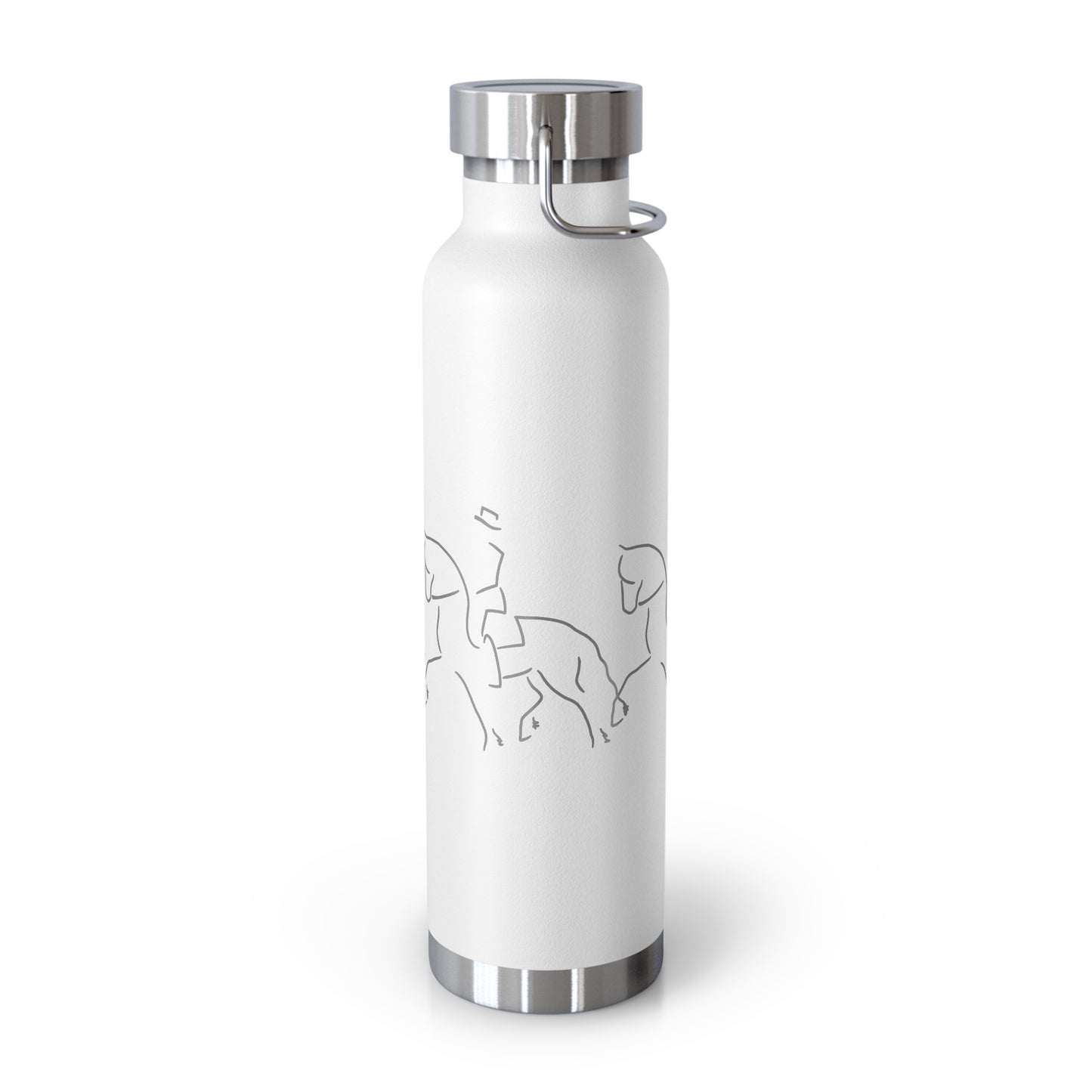 Jenny Veenstra Dressage Gray White Black Copper Vacuum Insulated Bottle, 22oz