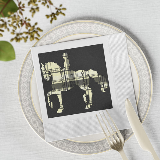 Dressage Horse snaffle Bit Plaid White paper  Coined Napkins