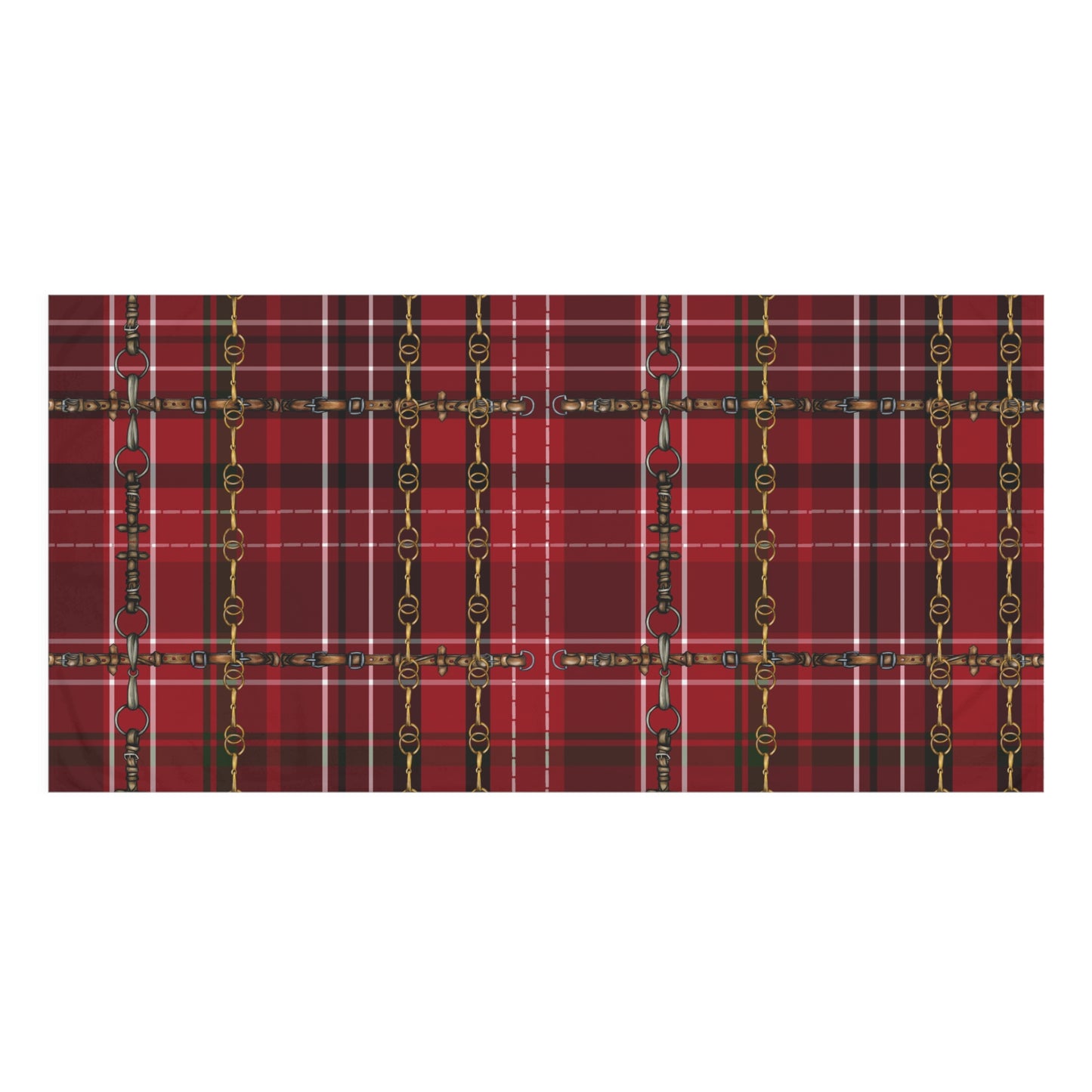 Christmas Plaid and Snaffle Bit And Reins Design . My artwork on Plaid Horse Luxury Bath Towel