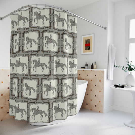 Classic Dressage Piaffe Polyester Shower . My artwork printed on a shower curtain