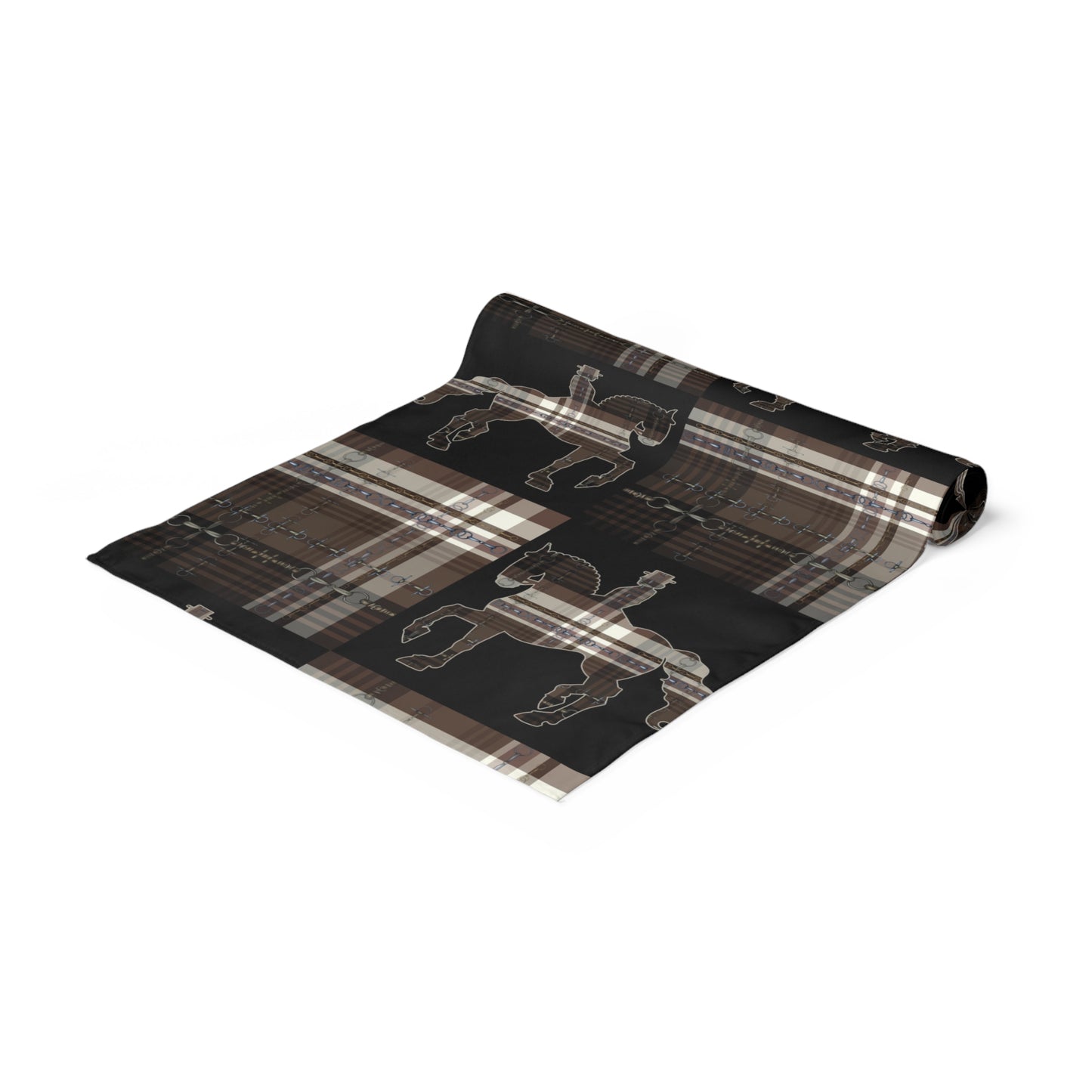 Dressage Piaffe Plaid Bit Motif Table Runner