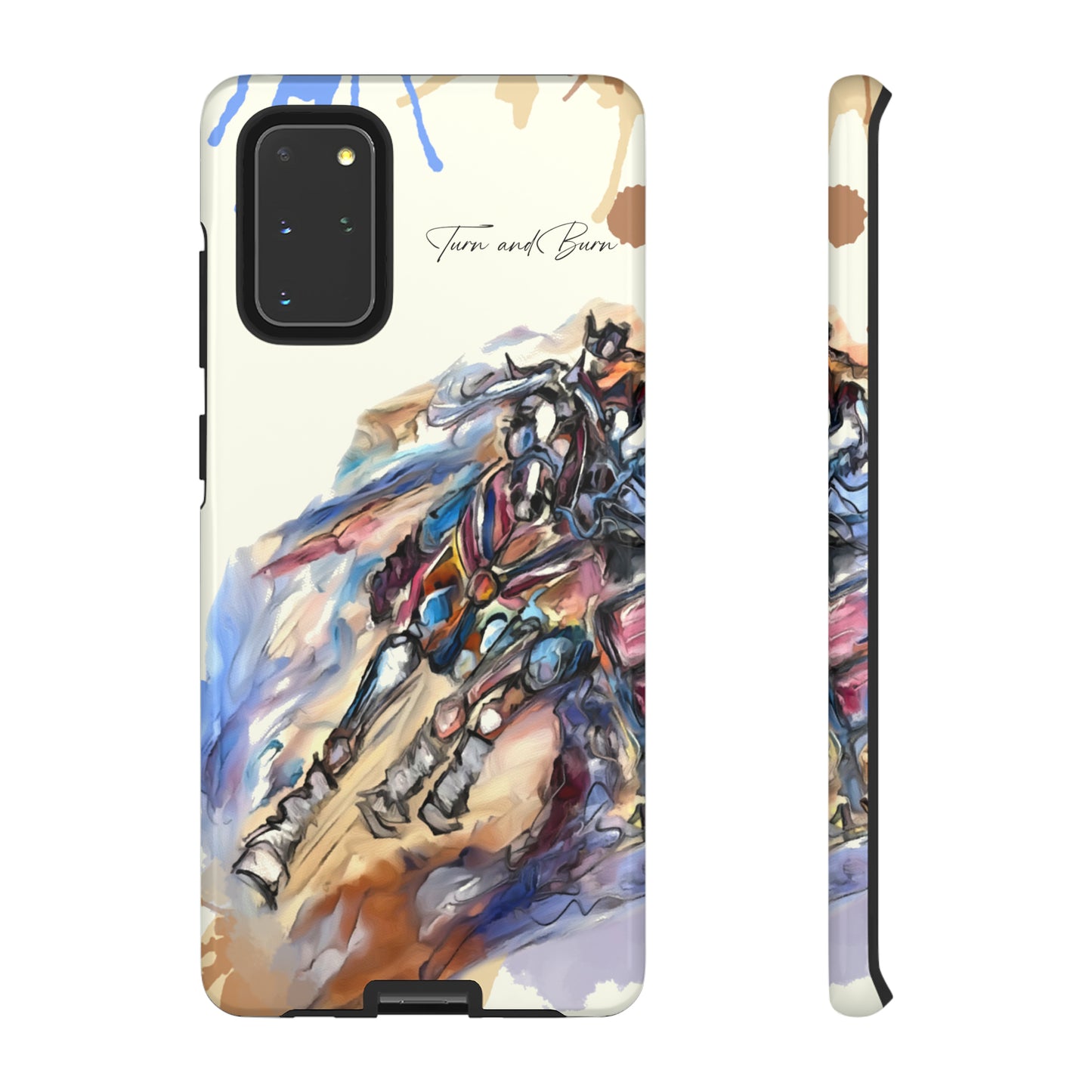 Barrel Racer Art Turn and Burn Watercolor Horse Horse Lover Gift Study Tough Case Phone Case.