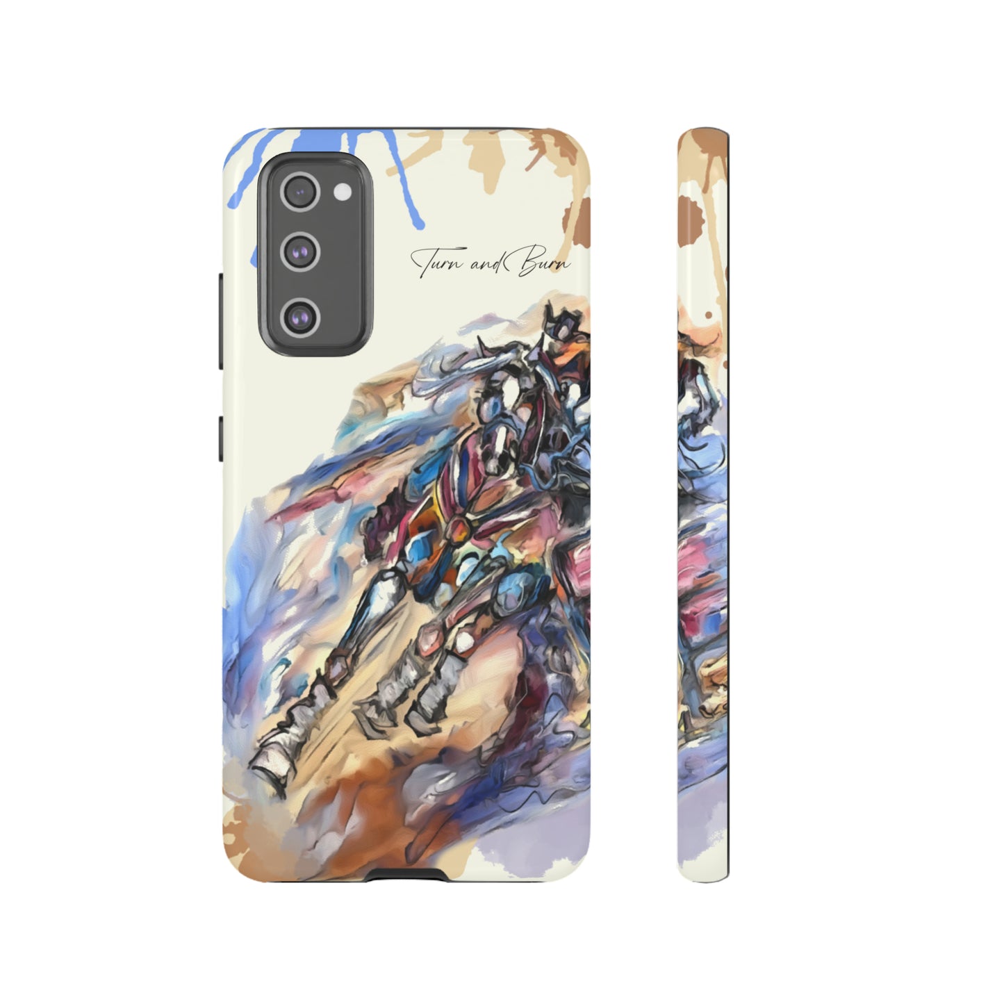 Barrel Racer Art Turn and Burn Watercolor Horse Horse Lover Gift Study Tough Case Phone Case.