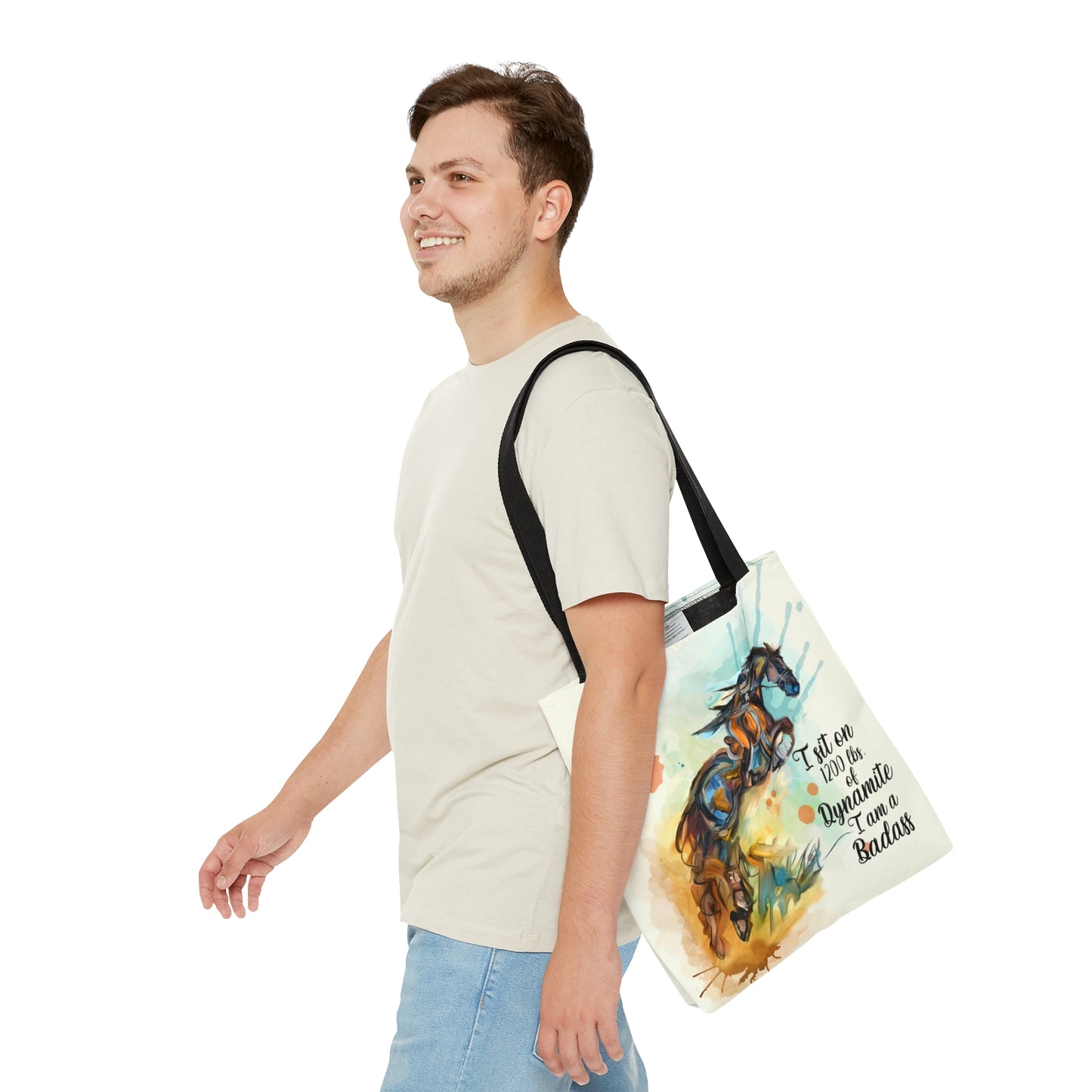 Jumping Horse Watercolor Horse Artistic Tote Bag (AOP)