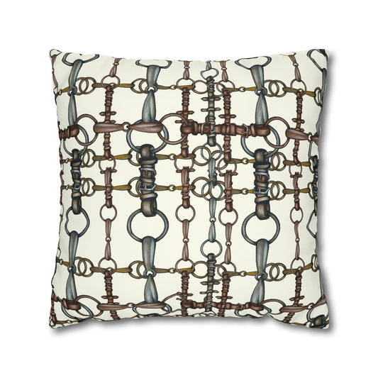 Double sided equestrian bit pattern Polyester Pillowcase 24x24