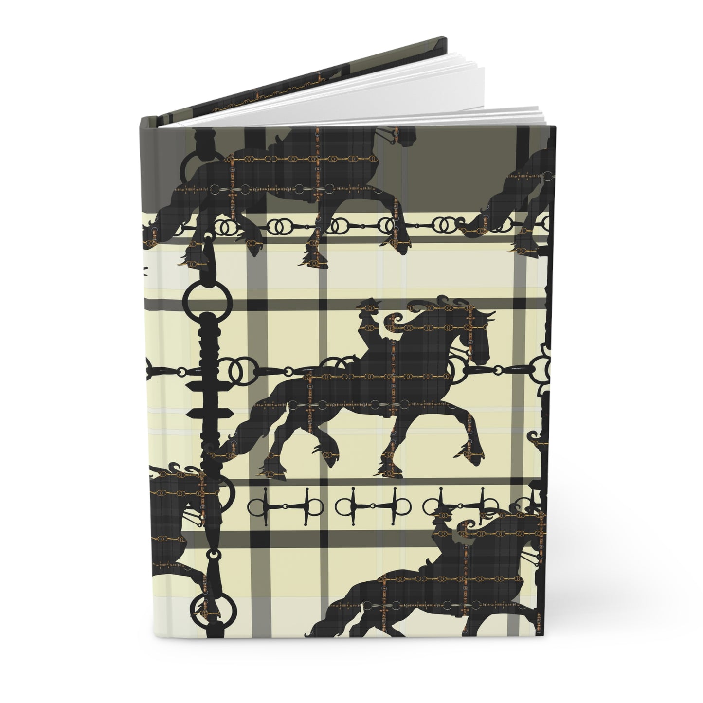 Friesian Snafflebit Plaid Equestrian Snaffle Bit Hardcover Journal