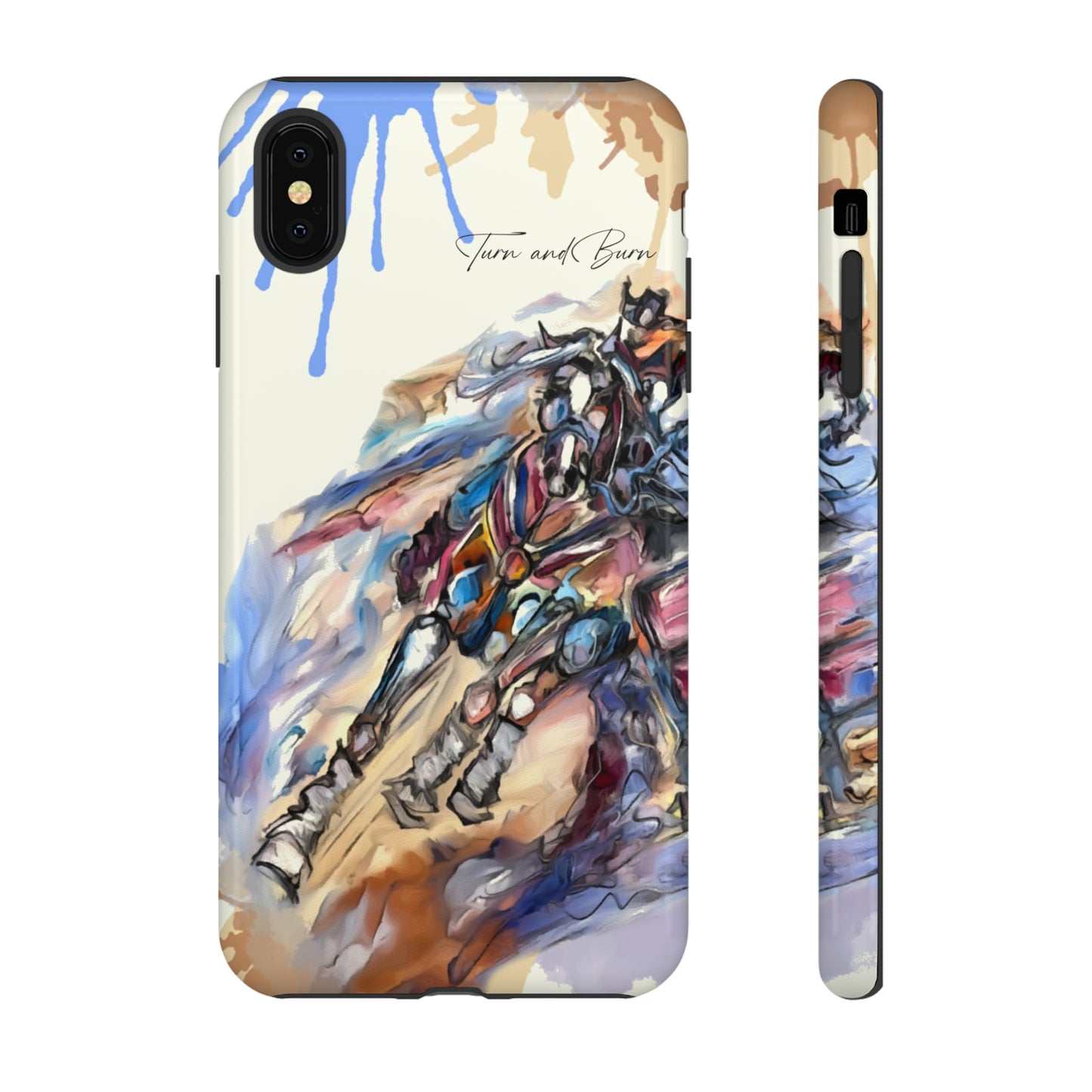 Barrel Racer Art Turn and Burn Watercolor Horse Horse Lover Gift Study Tough Case Phone Case.