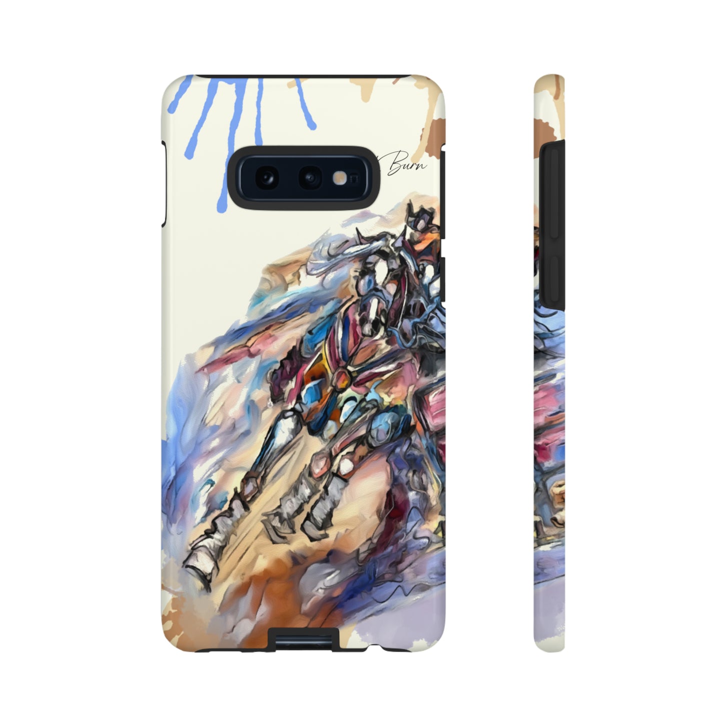 Barrel Racer Art Turn and Burn Watercolor Horse Horse Lover Gift Study Tough Case Phone Case.