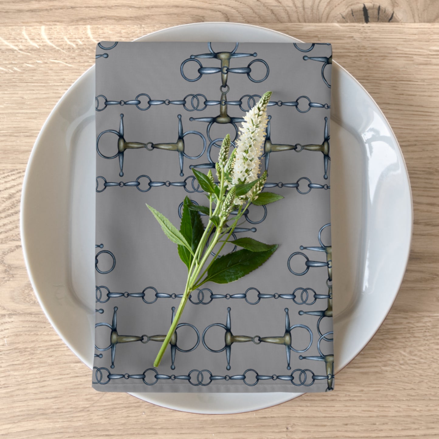 Equestrian Snaffle Bit Gray Napkins (Set of 4)