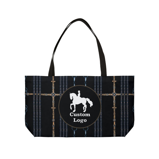 Customizable Bit Patterned Black Weekender Tote Bag